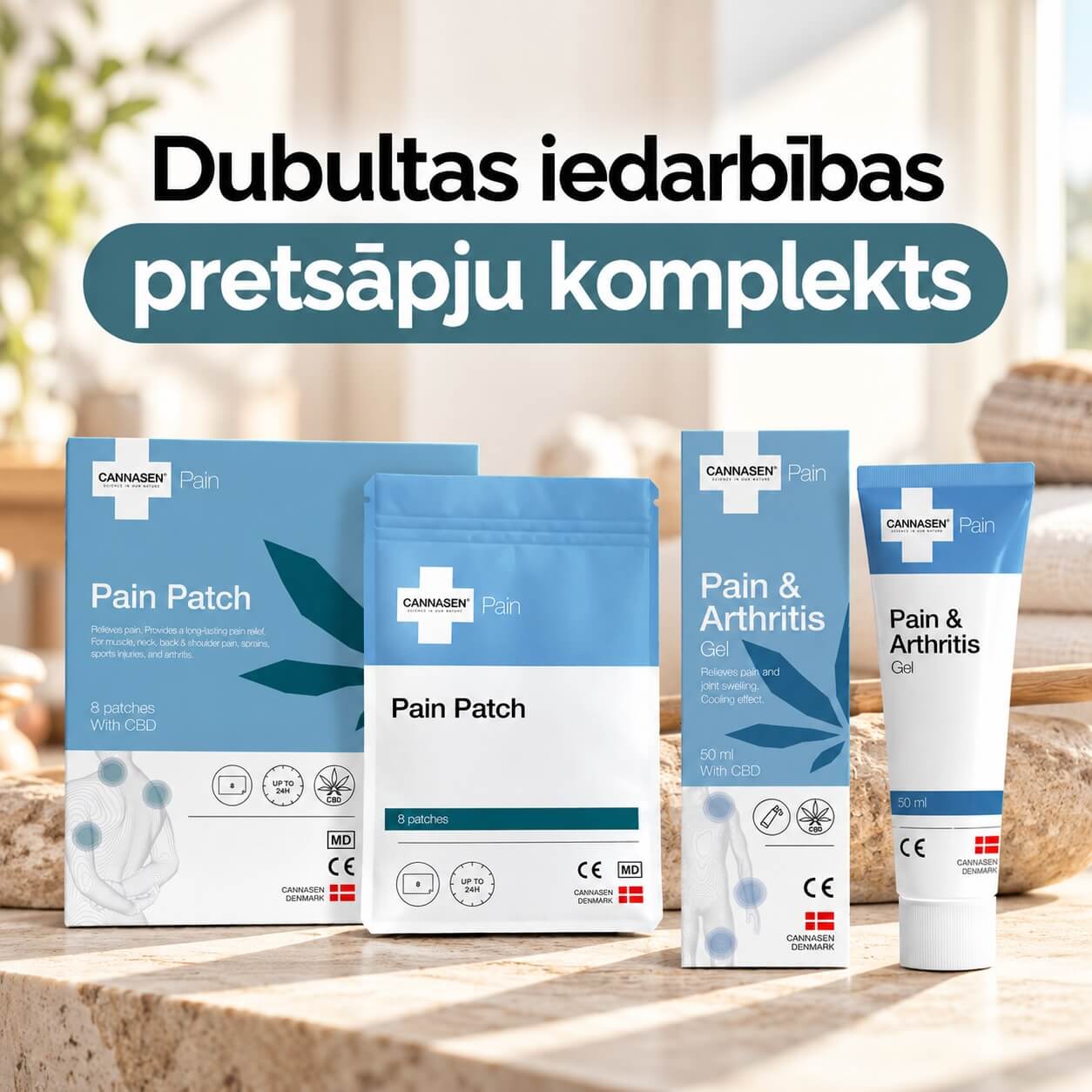 Cannasen® Pretsāpju plāksteris un Pretsāpju un